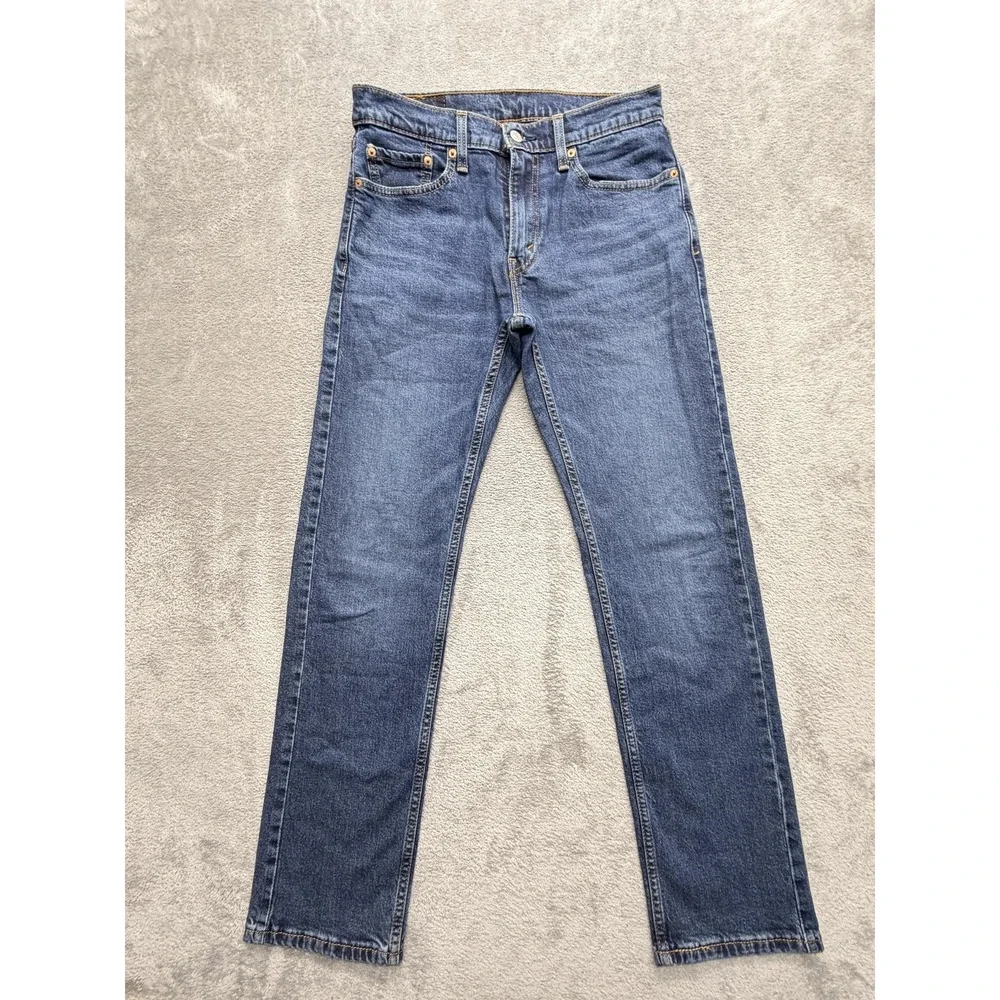 Levis 505 Jeans Mens Measured 31x30 Blue Straight Medium Wash‎ Stretch Denim